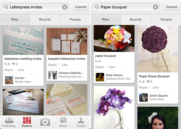 Browse Pinterest using the ios app