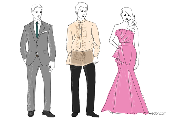 wedding semi formal dress code sketch